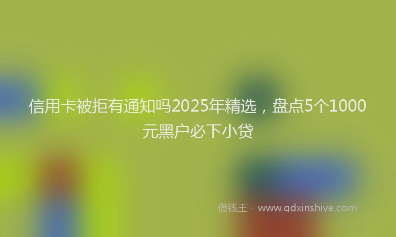 信用卡被拒有通知吗2025年精选，盘点5个1000元黑户必下小贷