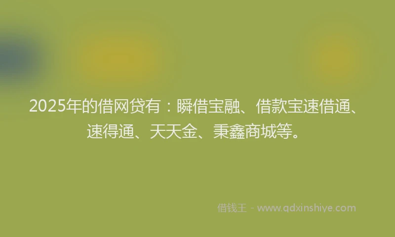 2025年的借网贷有：瞬借宝融、借款宝速借通、速得通、天天金、秉鑫商城等。