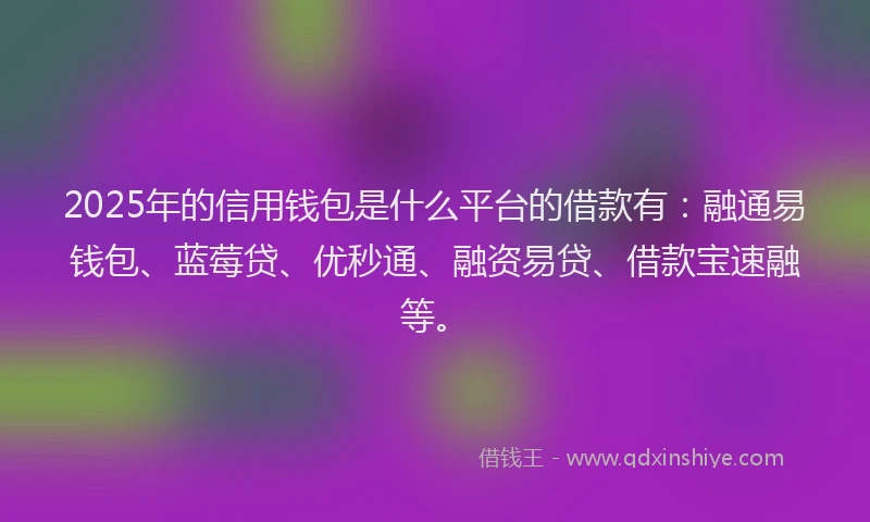 2025年的信用钱包是什么平台的借款有：融通易钱包、蓝莓贷、优秒通、融资易贷、借款宝速融等。