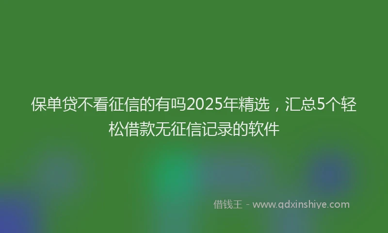 保单贷不看征信的有吗2025年精选，汇总5个轻松借款无征信记录的软件