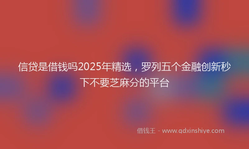 信贷是借钱吗2025年精选，罗列五个金融创新秒下不要芝麻分的平台