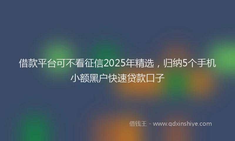 借款平台可不看征信2025年精选，归纳5个手机小额黑户快速贷款口子