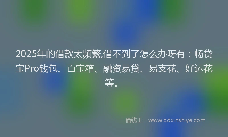 2025年的借款太频繁,借不到了怎么办呀有：畅贷宝Pro钱包、百宝箱、融资易贷、易支花、好运花等。