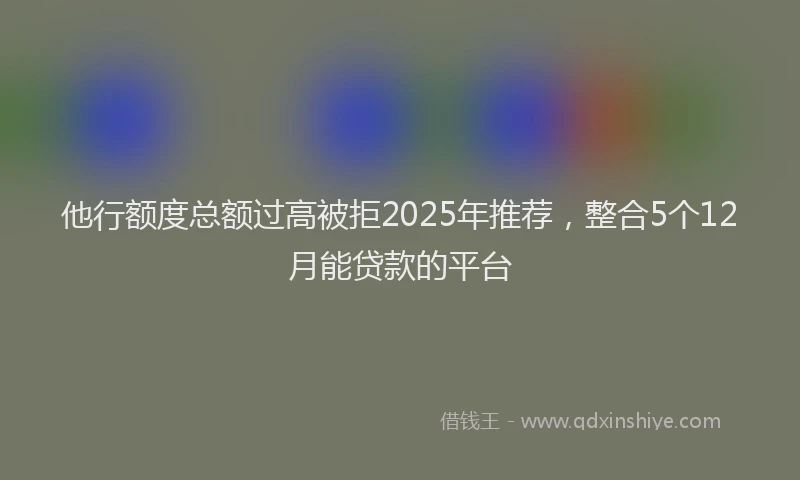 他行额度总额过高被拒2025年推荐，整合5个12月能贷款的平台