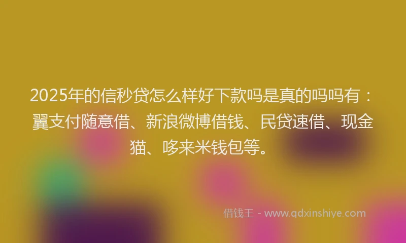 2025年的信秒贷怎么样好下款吗是真的吗吗有：翼支付随意借、新浪微博借钱、民贷速借、现金猫、哆来米钱包等。