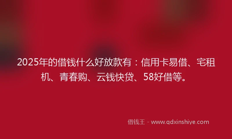 2025年的借钱什么好放款有：信用卡易借、宅租机、青春购、云钱快贷、58好借等。