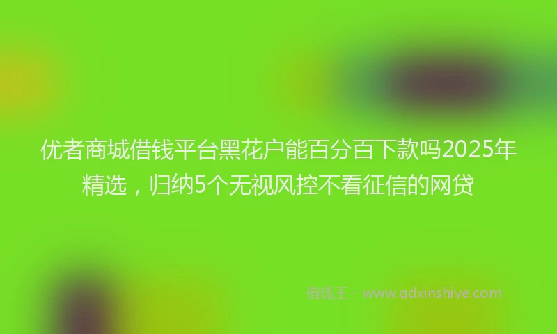 优者商城借钱平台黑花户能百分百下款吗2025年精选，归纳5个无视风控不看征信的网贷
