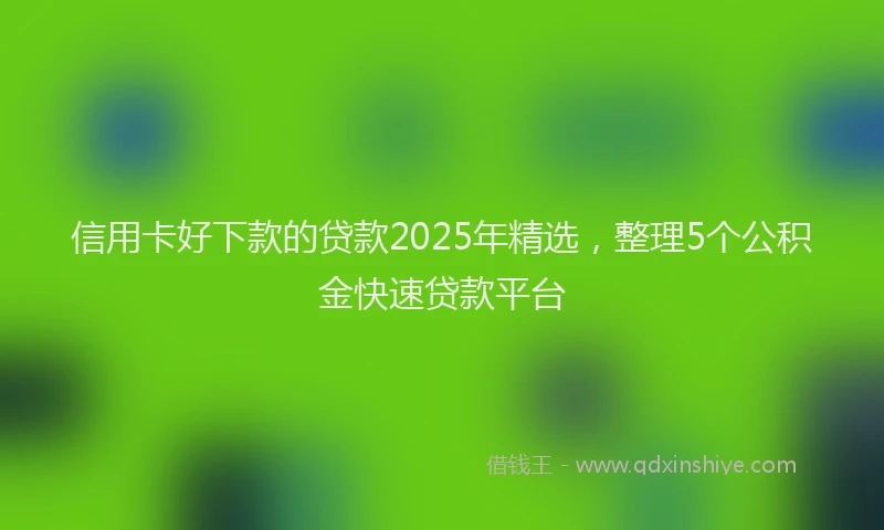 信用卡好下款的贷款2025年精选，整理5个公积金快速贷款平台
