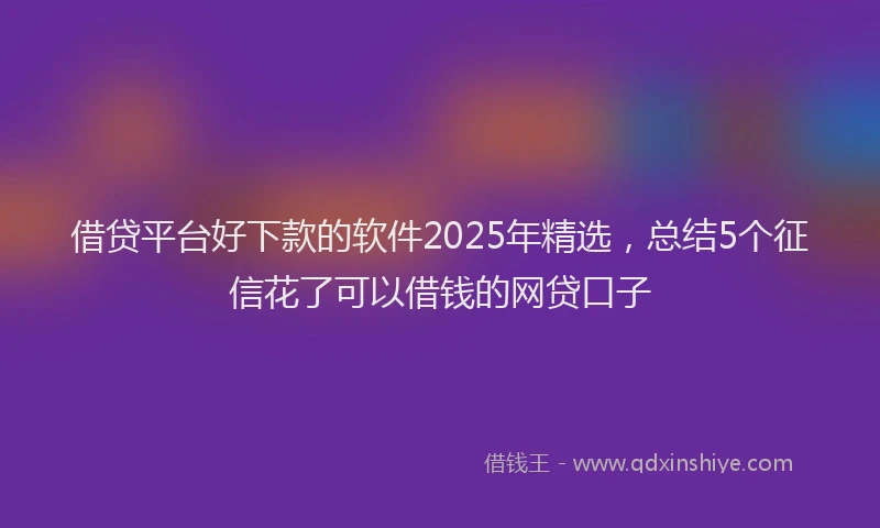 借贷平台好下款的软件2025年精选，总结5个征信花了可以借钱的网贷口子