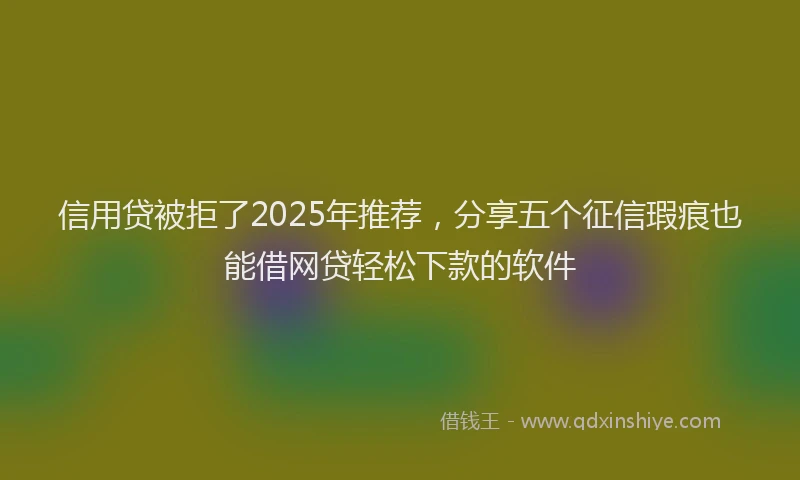 信用贷被拒了2025年推荐，分享五个征信瑕疵也能借网贷轻松下款的软件