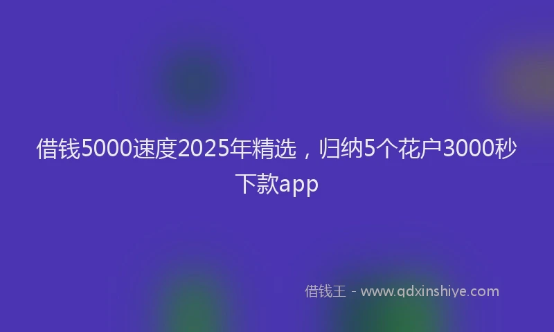 借钱5000速度2025年精选，归纳5个花户3000秒下款app