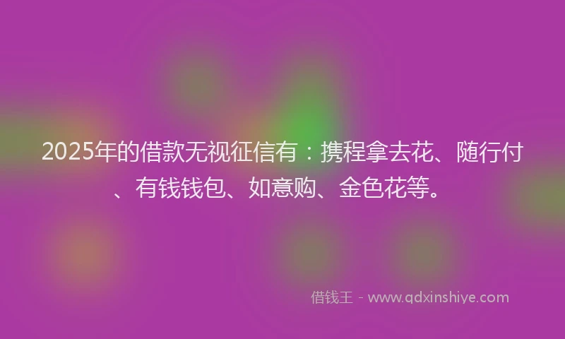 2025年的借款无视征信有：携程拿去花、随行付、有钱钱包、如意购、金色花等。