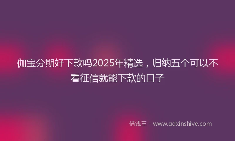 伽宝分期好下款吗2025年精选，归纳五个可以不看征信就能下款的口子