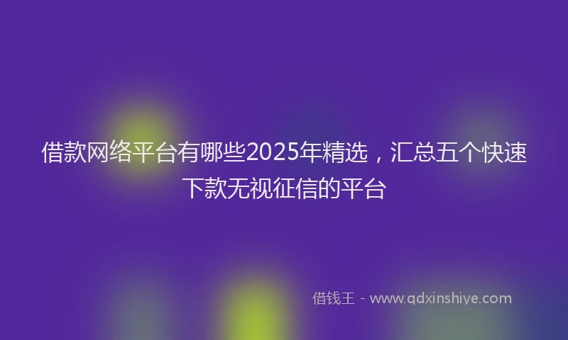 借款网络平台有哪些2025年精选，汇总五个快速下款无视征信的平台