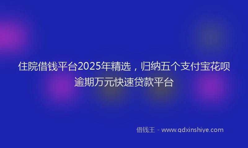 住院借钱平台2025年精选，归纳五个支付宝花呗逾期万元快速贷款平台