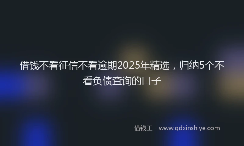 借钱不看征信不看逾期2025年精选，归纳5个不看负债查询的口子