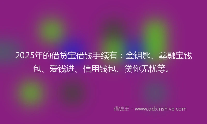 2025年的借贷宝借钱手续有：金钥匙、鑫融宝钱包、爱钱进、信用钱包、贷你无忧等。