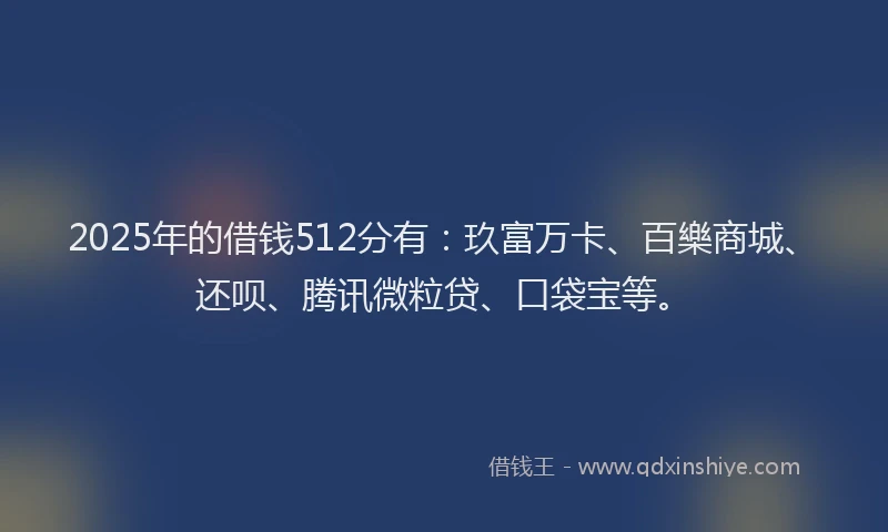 2025年的借钱512分有：玖富万卡、百樂商城、还呗、腾讯微粒贷、口袋宝等。