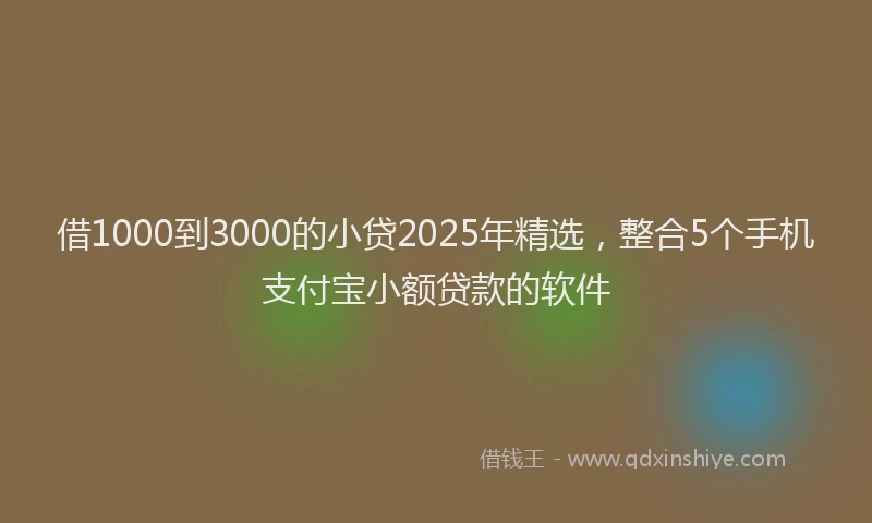 借1000到3000的小贷2025年精选，整合5个手机支付宝小额贷款的软件