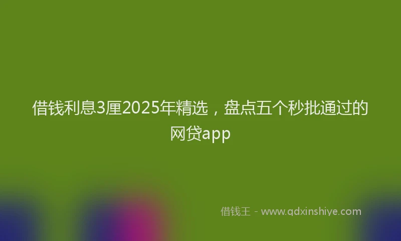 借钱利息3厘2025年精选，盘点五个秒批通过的网贷app