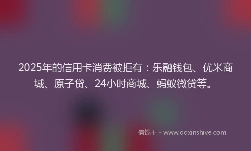2025年的信用卡消费被拒有：乐融钱包、优米商城、原子贷、24小时商城、蚂蚁微贷等。