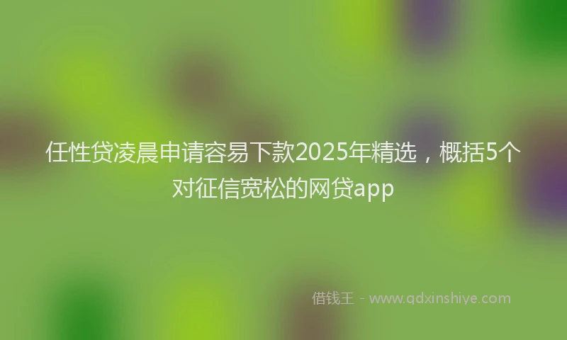 任性贷凌晨申请容易下款2025年精选，概括5个对征信宽松的网贷app