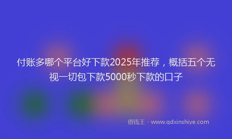 付账多哪个平台好下款2025年推荐，概括五个无视一切包下款5000秒下款的口子