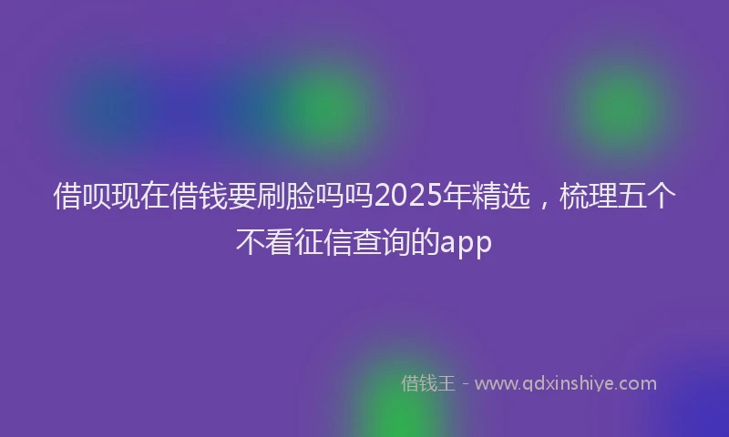 借呗现在借钱要刷脸吗吗2025年精选，梳理五个不看征信查询的app