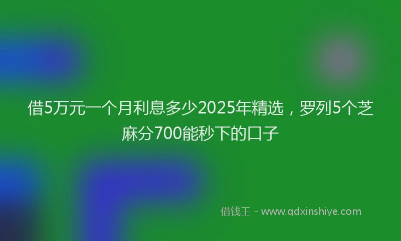 借5万元一个月利息多少2025年精选，罗列5个芝麻分700能秒下的口子