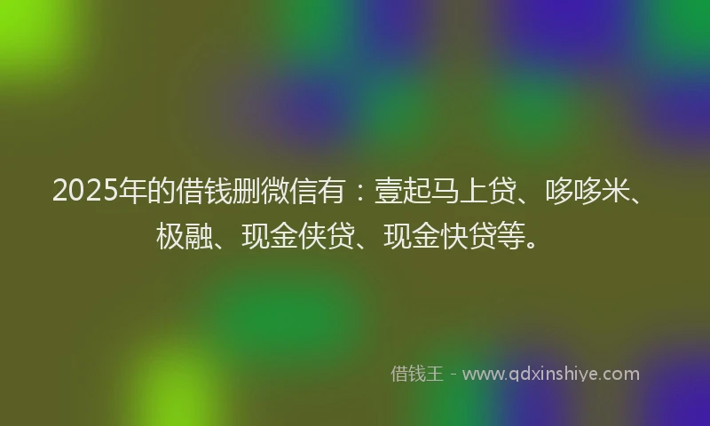 2025年的借钱删微信有：壹起马上贷、哆哆米、极融、现金侠贷、现金快贷等。