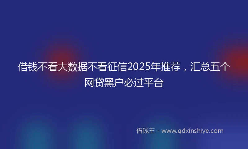 借钱不看大数据不看征信2025年推荐，汇总五个网贷黑户必过平台