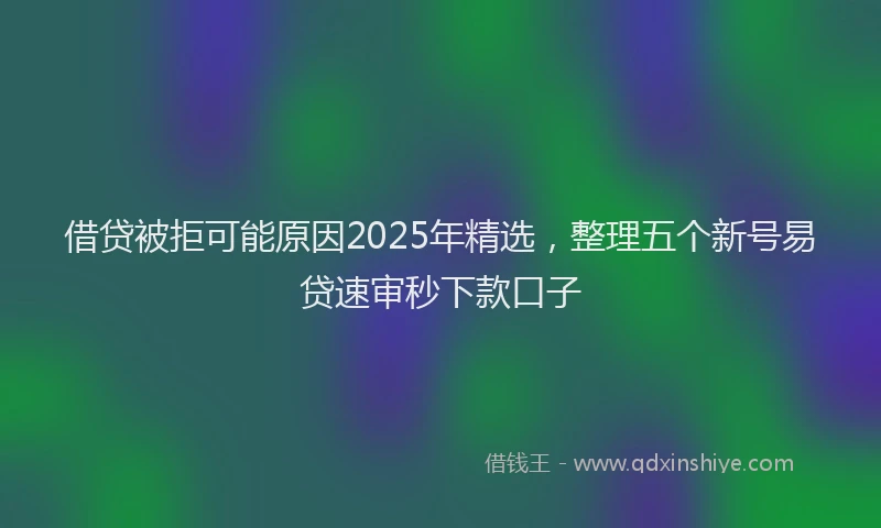 借贷被拒可能原因2025年精选，整理五个新号易贷速审秒下款口子