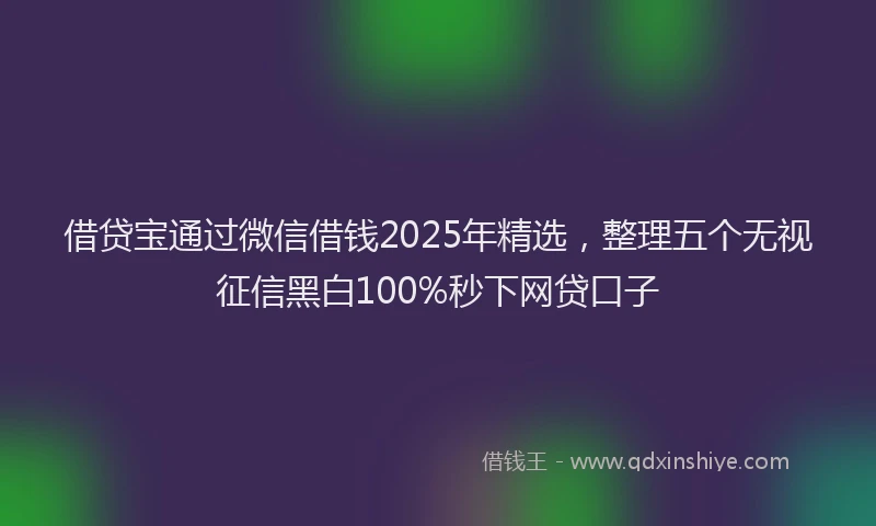 借贷宝通过微信借钱2025年精选，整理五个无视征信黑白100%秒下网贷口子
