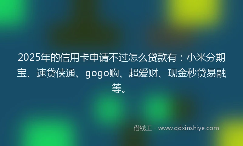 2025年的信用卡申请不过怎么贷款有：小米分期宝、速贷侠通、gogo购、超爱财、现金秒贷易融等。