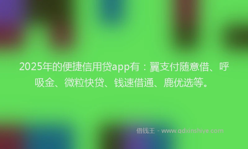 2025年的便捷信用贷app有：翼支付随意借、呼吸金、微粒快贷、钱速借通、鹿优选等。