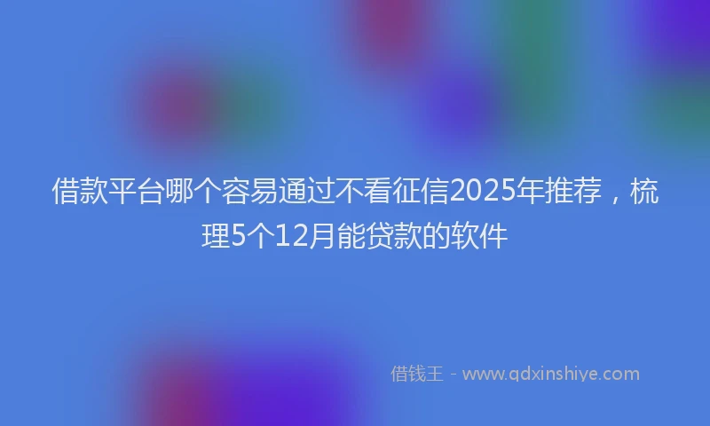 借款平台哪个容易通过不看征信2025年推荐，梳理5个12月能贷款的软件