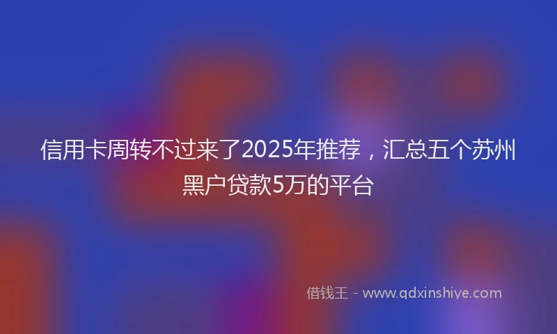 信用卡周转不过来了2025年推荐，汇总五个苏州黑户贷款5万的平台