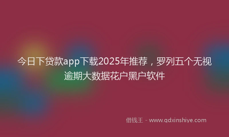 今日下贷款app下载2025年推荐，罗列五个无视逾期大数据花户黑户软件