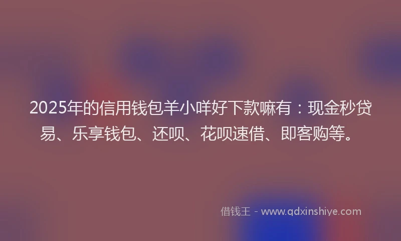 2025年的信用钱包羊小咩好下款嘛有：现金秒贷易、乐享钱包、还呗、花呗速借、即客购等。