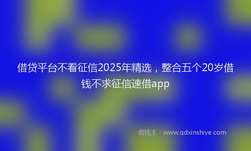 借贷平台不看征信2025年精选，整合五个20岁借钱不求征信速借app