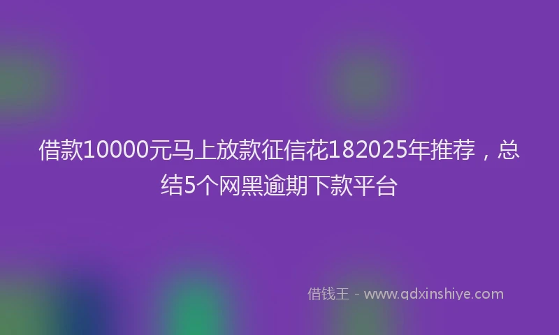 借款10000元马上放款征信花182025年推荐，总结5个网黑逾期下款平台