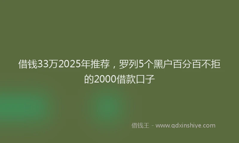 借钱33万2025年推荐，罗列5个黑户百分百不拒的2000借款口子