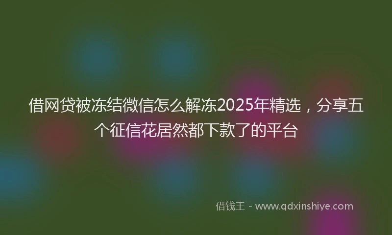 借网贷被冻结微信怎么解冻2025年精选，分享五个征信花居然都下款了的平台