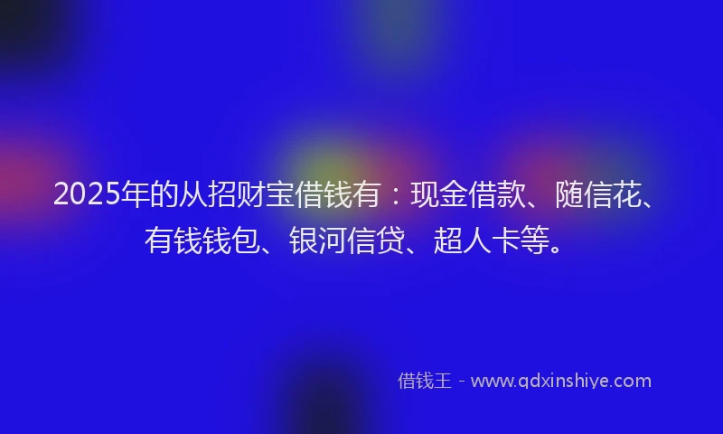 2025年的从招财宝借钱有：现金借款、随信花、有钱钱包、银河信贷、超人卡等。