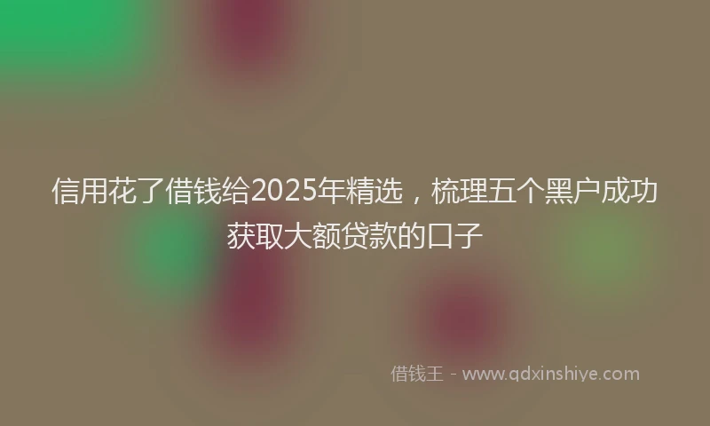 信用花了借钱给2025年精选，梳理五个黑户成功获取大额贷款的口子