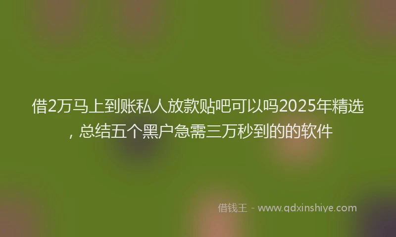 借2万马上到账私人放款贴吧可以吗2025年精选，总结五个黑户急需三万秒到的的软件