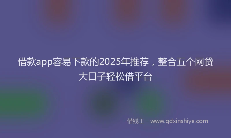 借款app容易下款的2025年推荐，整合五个网贷大口子轻松借平台