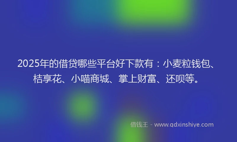 2025年的借贷哪些平台好下款有：小麦粒钱包、桔享花、小喵商城、掌上财富、还呗等。