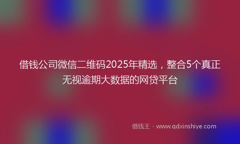 借钱公司微信二维码2025年精选，整合5个真正无视逾期大数据的网贷平台