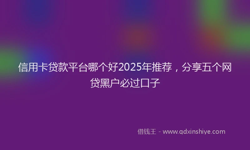 信用卡贷款平台哪个好2025年推荐，分享五个网贷黑户必过口子